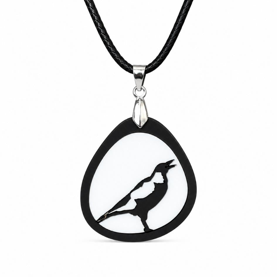 Black & White 'Magpie' Pendant (FREE Brooch)