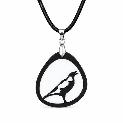 Black & White 'Magpie' Pendant (FREE Brooch)