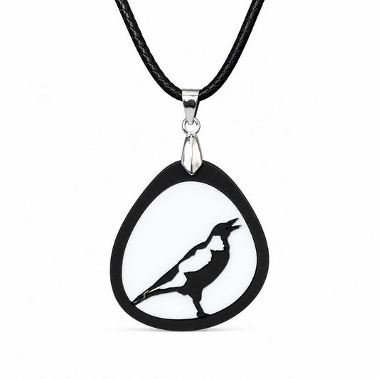 Black & White 'Magpie' Pendant (FREE Brooch)