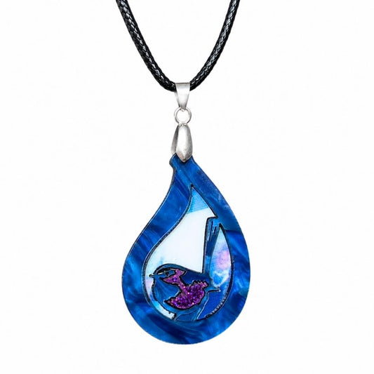 Blue 'Rain Wren' Pendant (FREE Brooch)
