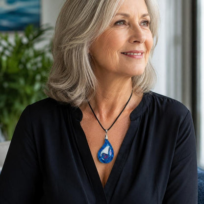 Blue 'Rain Wren' Pendant (FREE Brooch)
