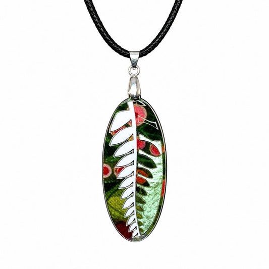 Green 'Fern' Pendant (FREE Brooch)