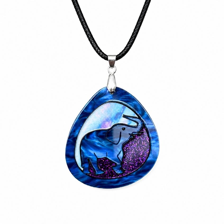 Blue 'Teardrop Elephant' Pendant (FREE Brooch)