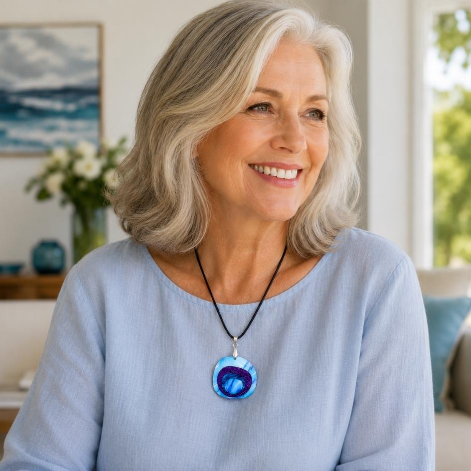 Blue 'Nova' Pendant (FREE Brooch)