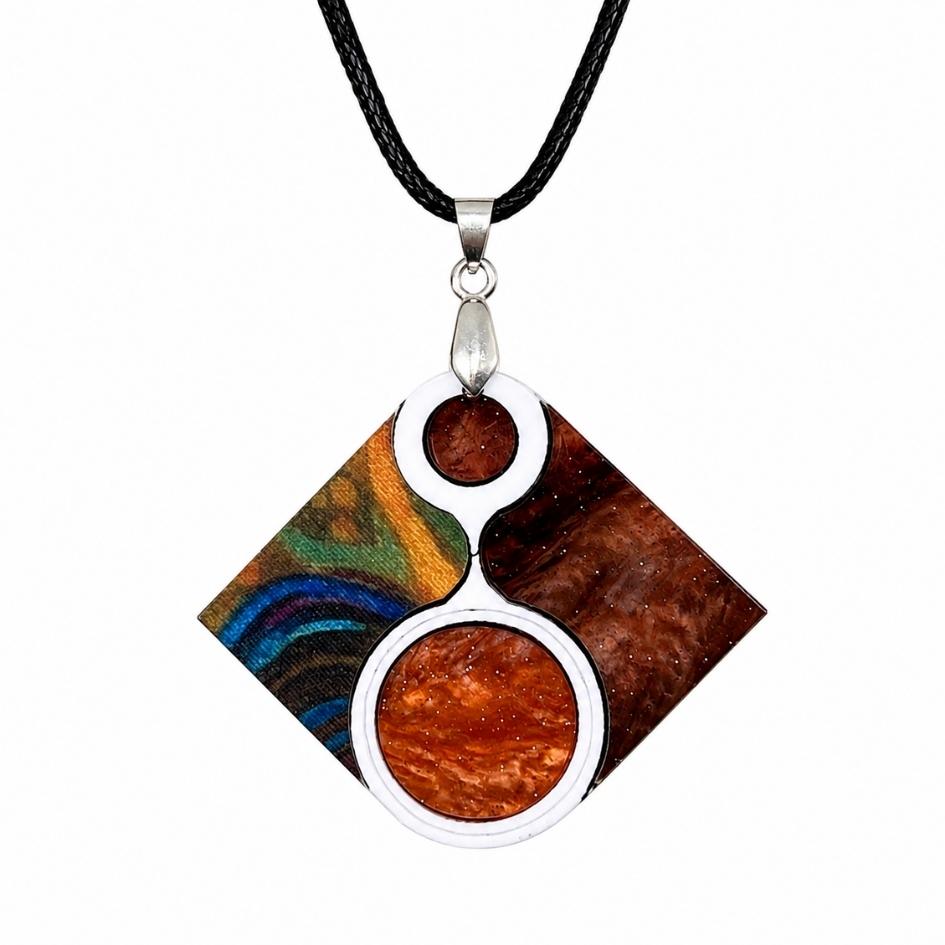 Orange 'Jade' Pendant (FREE Brooch)
