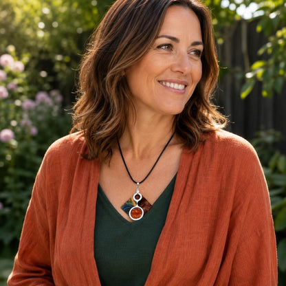 Orange 'Jade' Pendant (FREE Brooch)