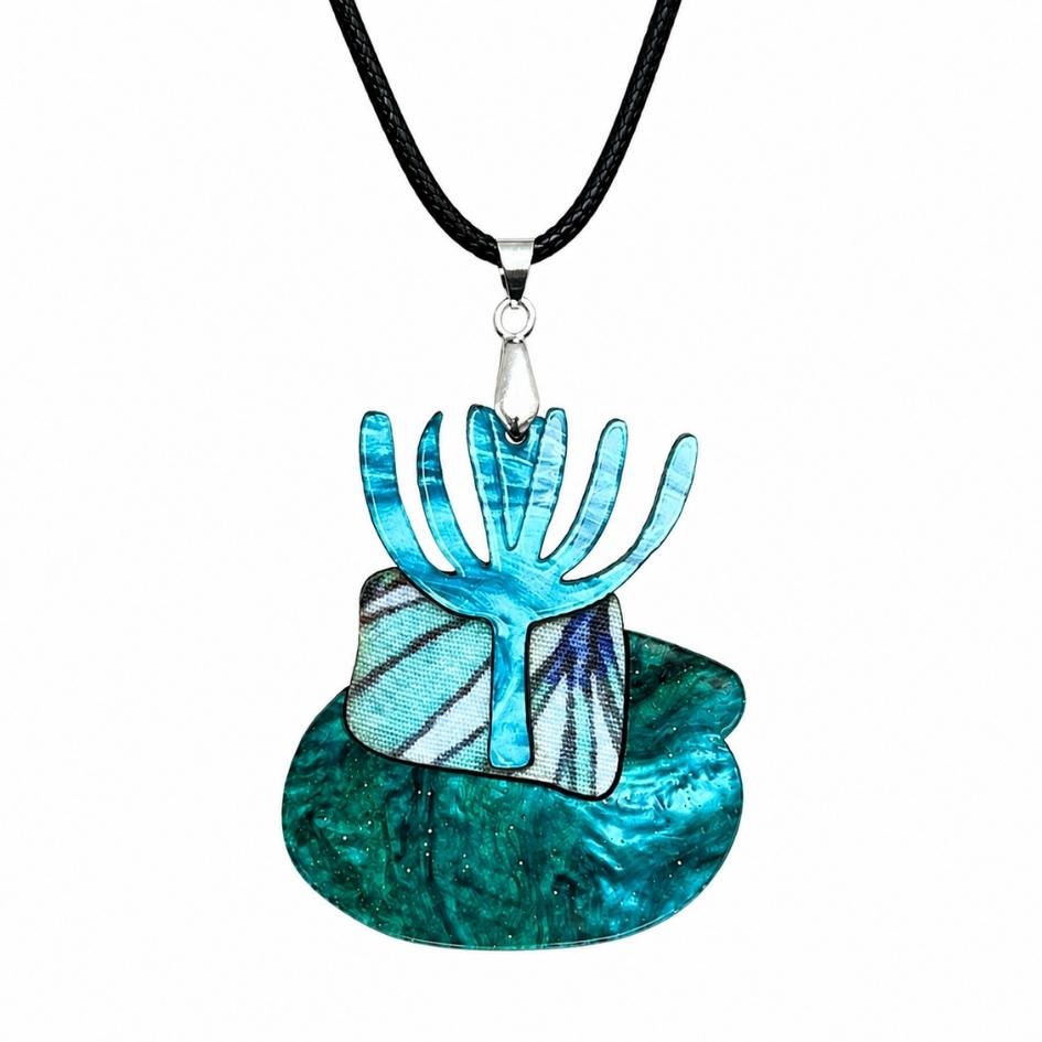 Turquoise 'Cactus' Pendant (FREE Brooch)