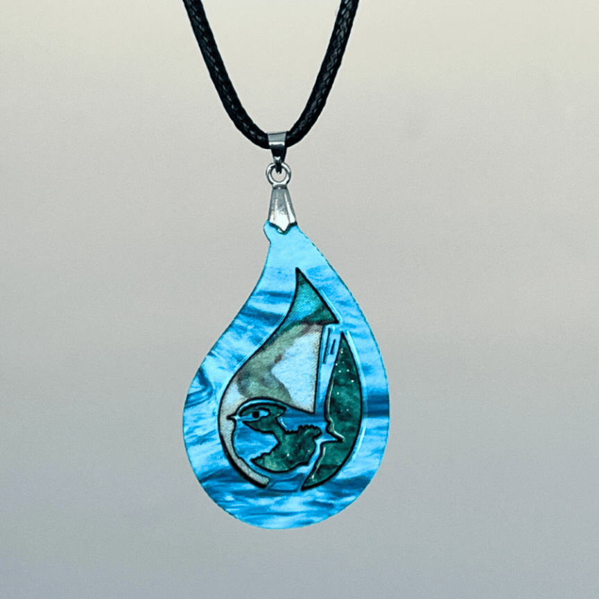 Turquoise 'Rain Wren' Pendant (FREE Brooch)