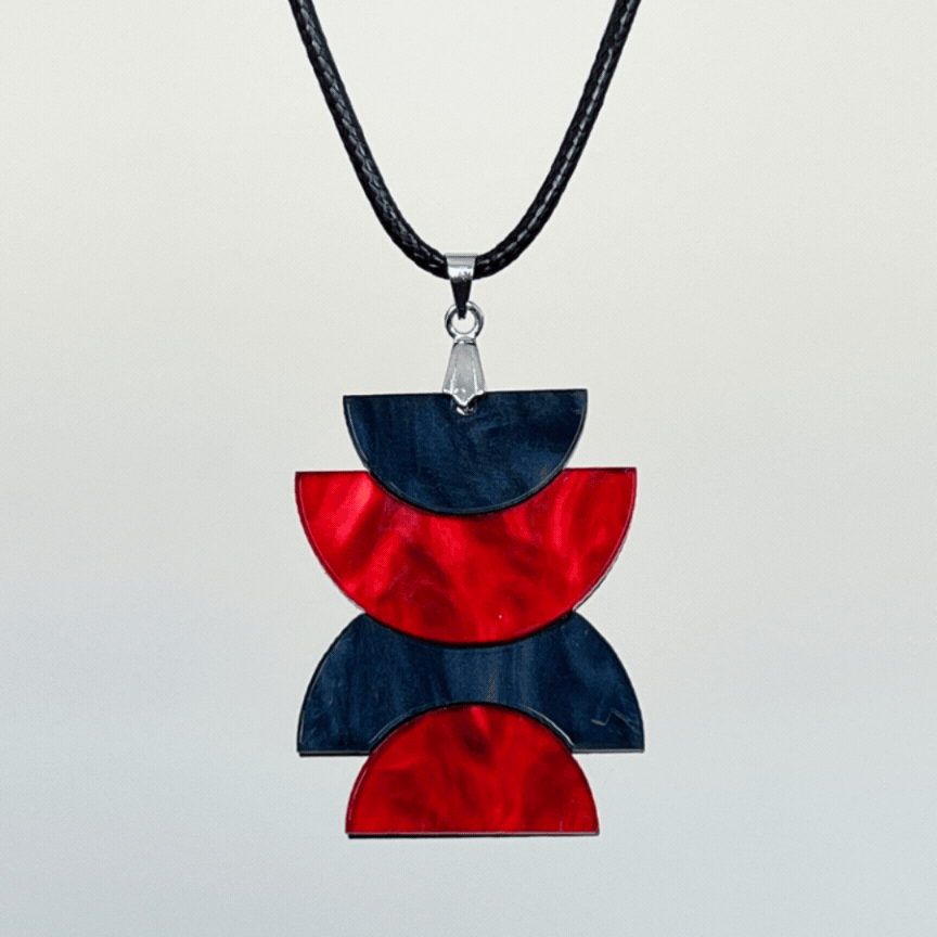 Red & Black 'Alma' Pendant (FREE Brooch)