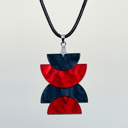 Red & Black 'Alma' Pendant (FREE Brooch)