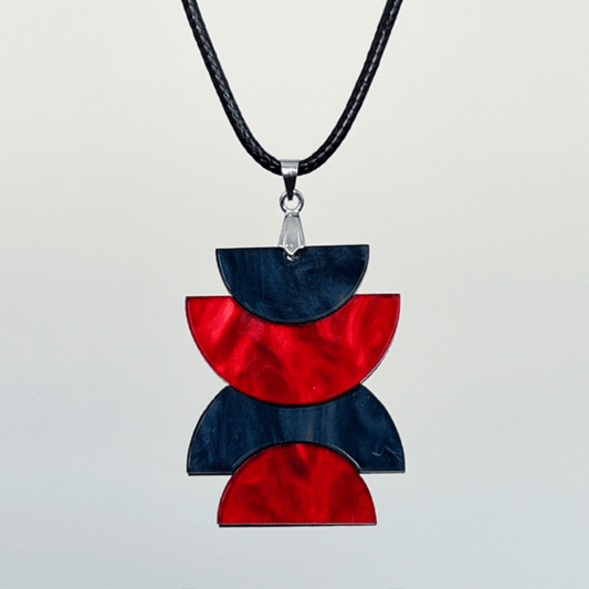 Red & Black 'Alma' Pendant (FREE Brooch)
