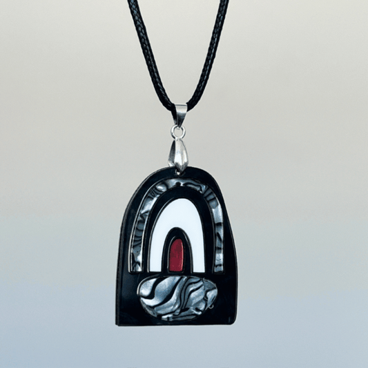 Red & Black 'Tara' Pendant (FREE Brooch)