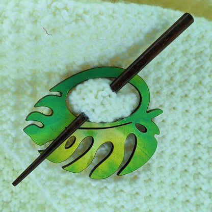 Tropical Leaf Scarf Pin