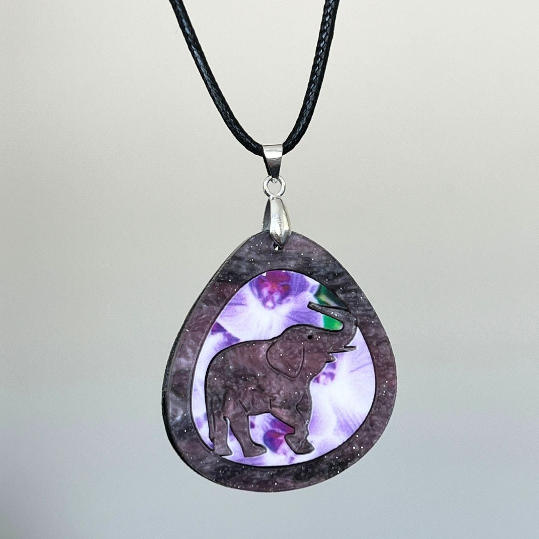 Pink 'Teardrop Elephant' Pendant (FREE Brooch)