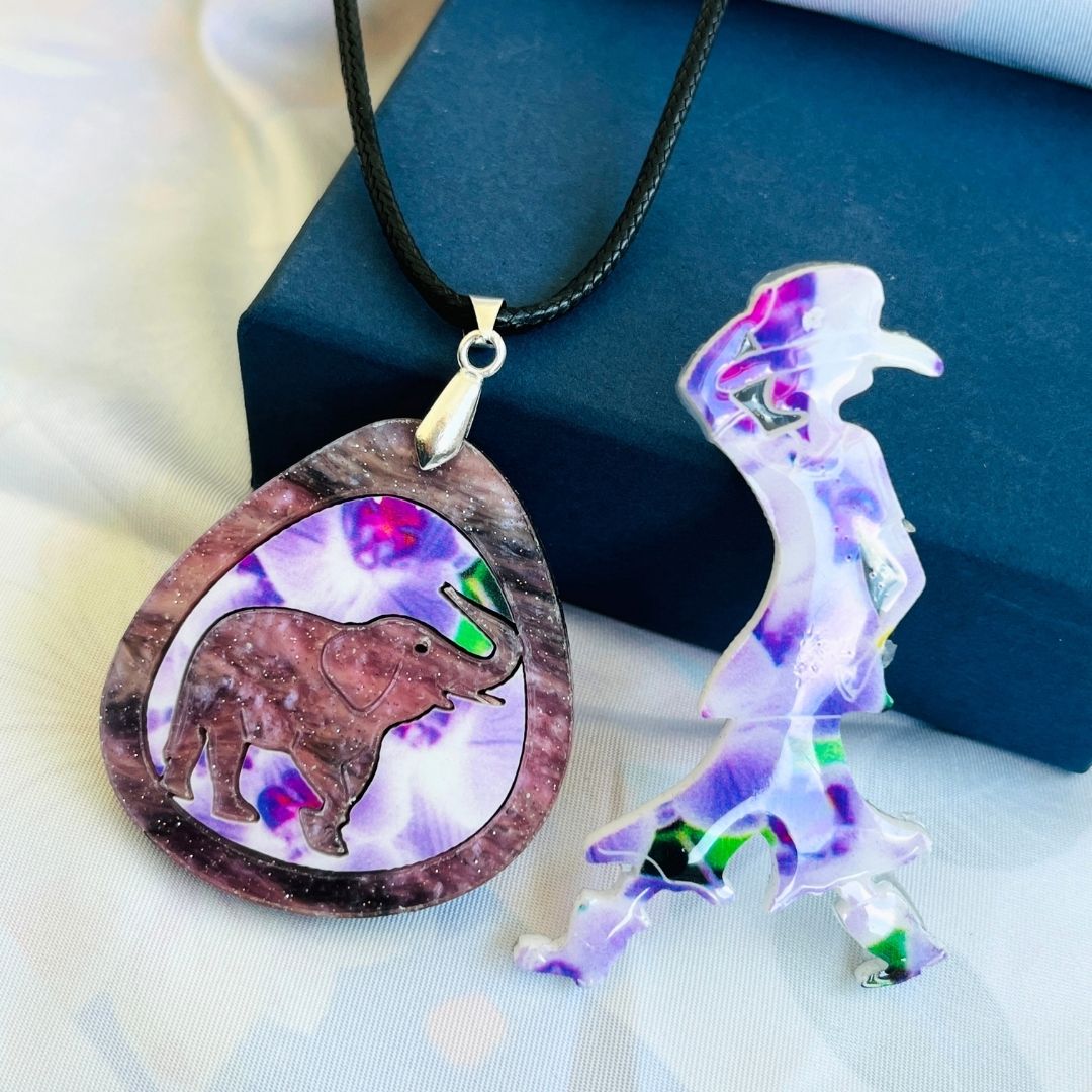 Pink 'Teardrop Elephant' Pendant (FREE Brooch)