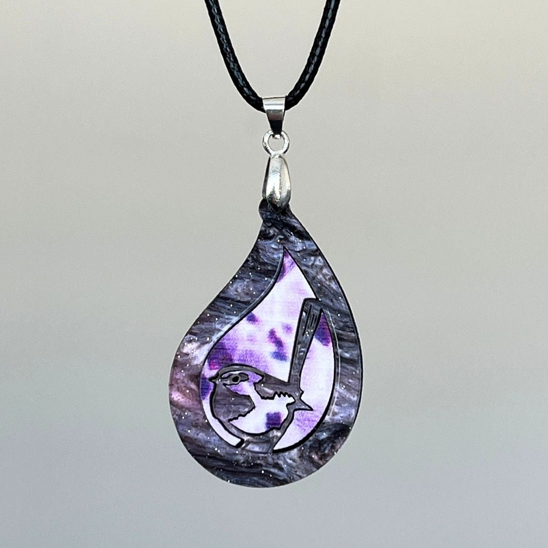 Pink 'Rain Wren' Pendant (FREE Brooch)