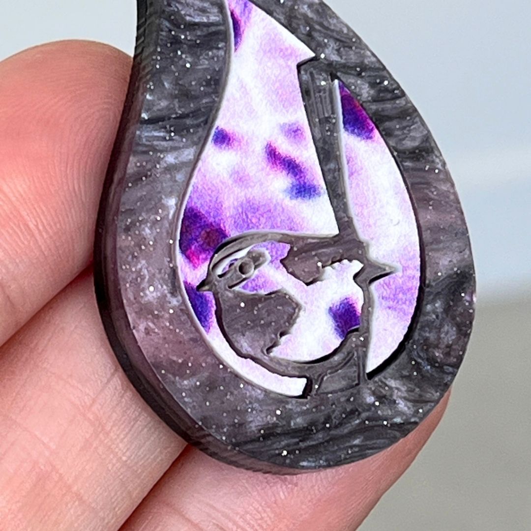 Pink 'Rain Wren' Pendant (FREE Brooch)