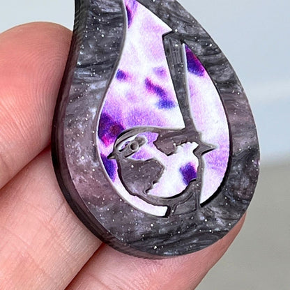 Pink 'Rain Wren' Pendant (FREE Brooch)
