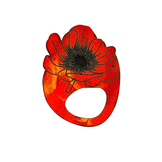 Red Poppy Glasses Brooch