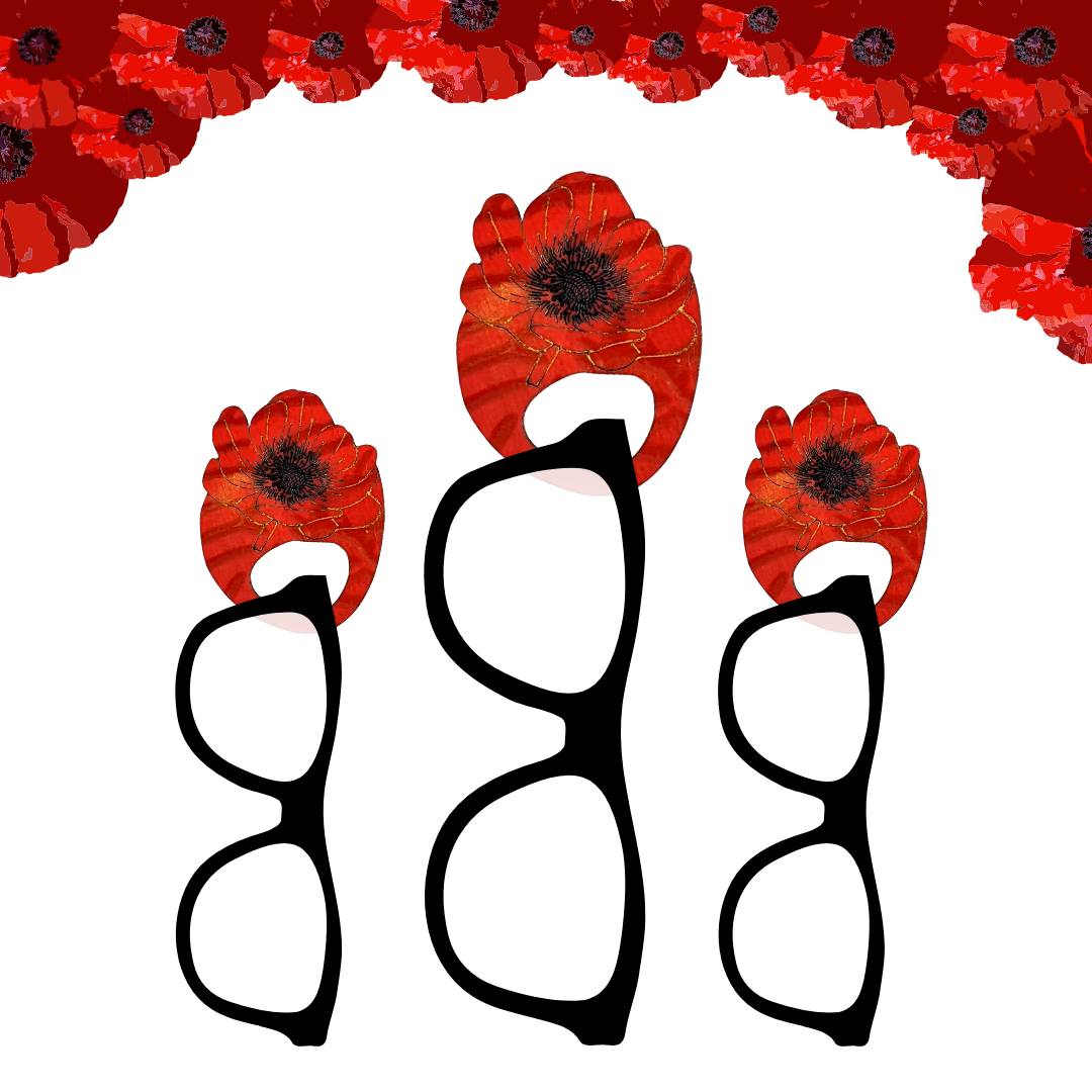 Red Poppy Glasses Brooch