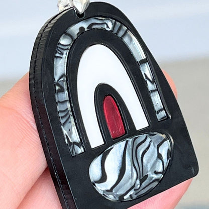 Red & Black 'Tara' Pendant (FREE Brooch)