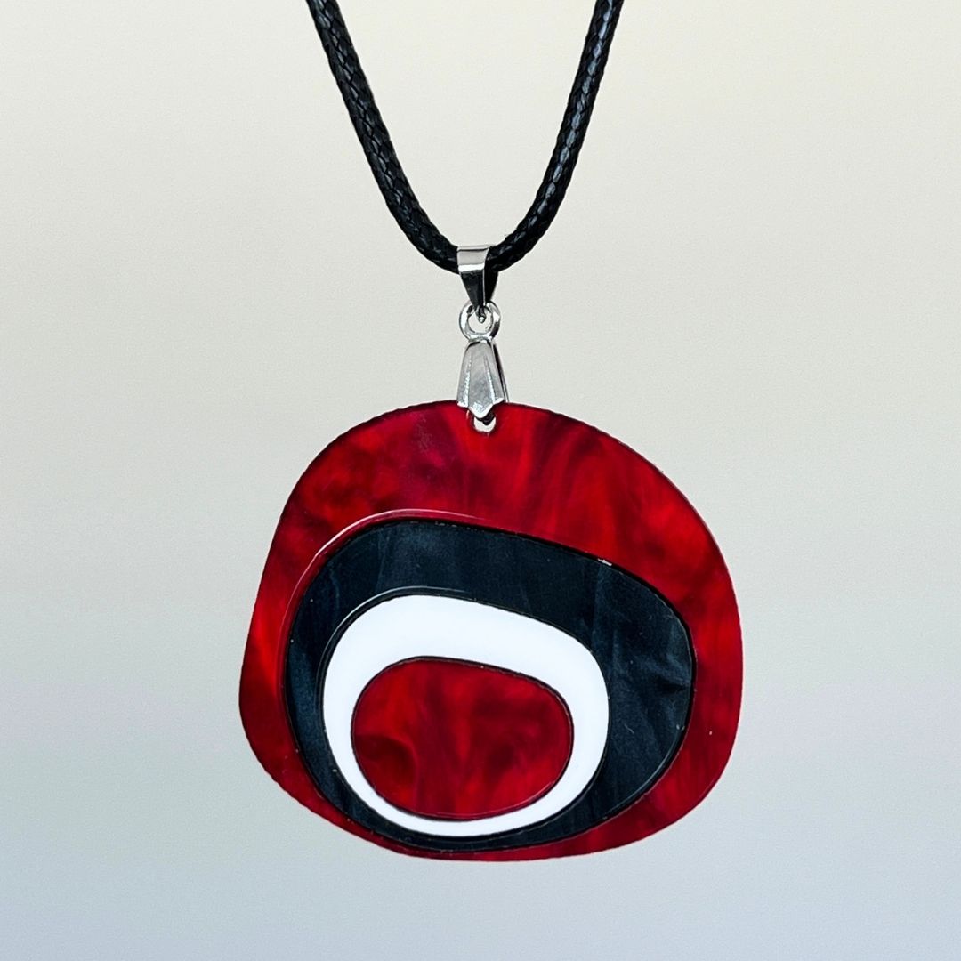 Red & Black 'Nova' Pendant (FREE Brooch)