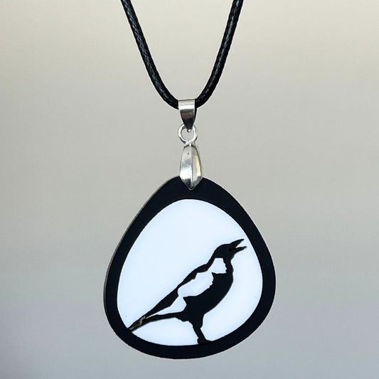 Black & White 'Magpie' Pendant (FREE Brooch)