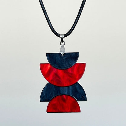 Red & Black 'Alma' Pendant (FREE Brooch)