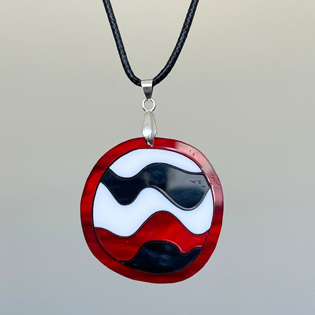 Red & Black 'Echo' Pendant (FREE Brooch)