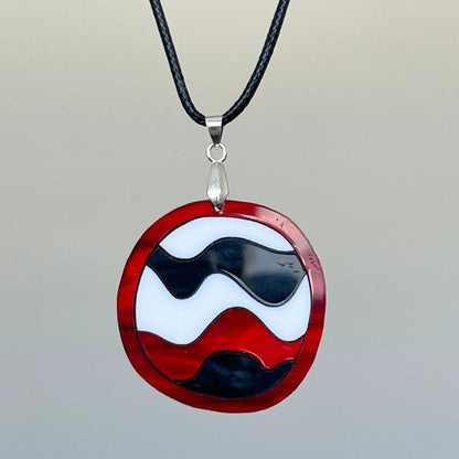 Red & Black 'Echo' Pendant (FREE Brooch)