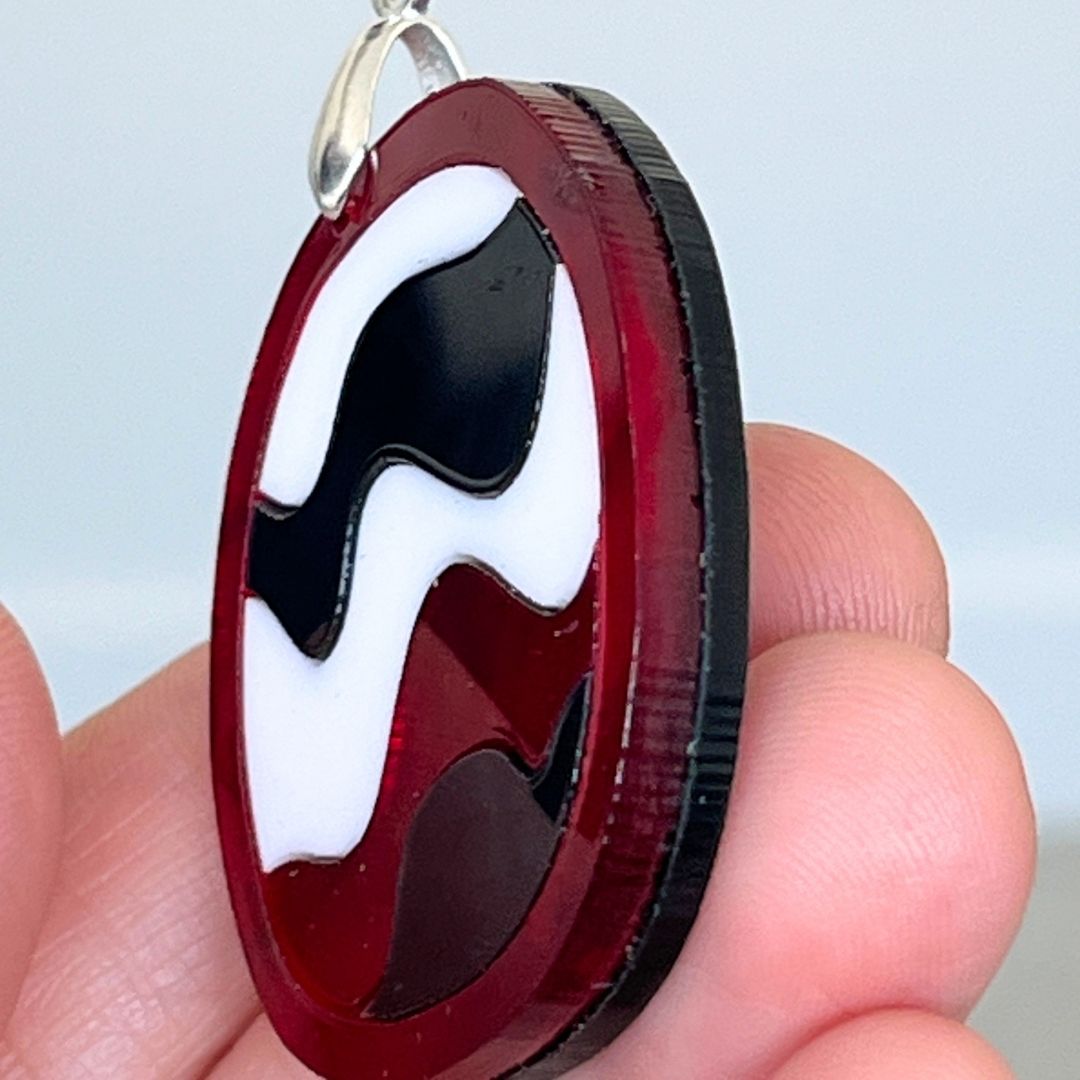 Red & Black 'Echo' Pendant (FREE Brooch)