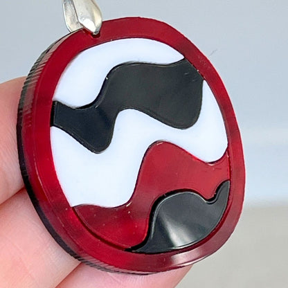 Red & Black 'Echo' Pendant (FREE Brooch)