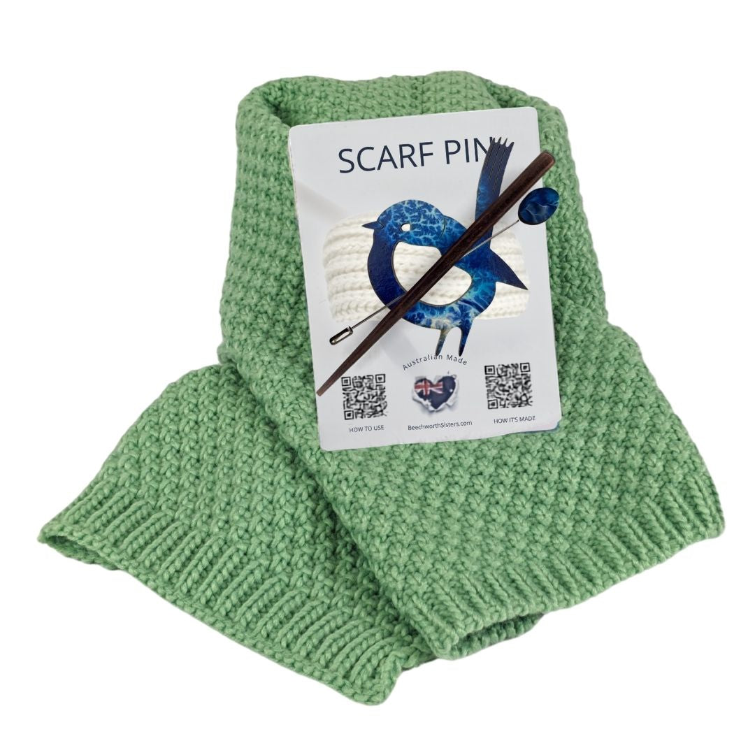 Green Scarf & choose your Scarf Pin