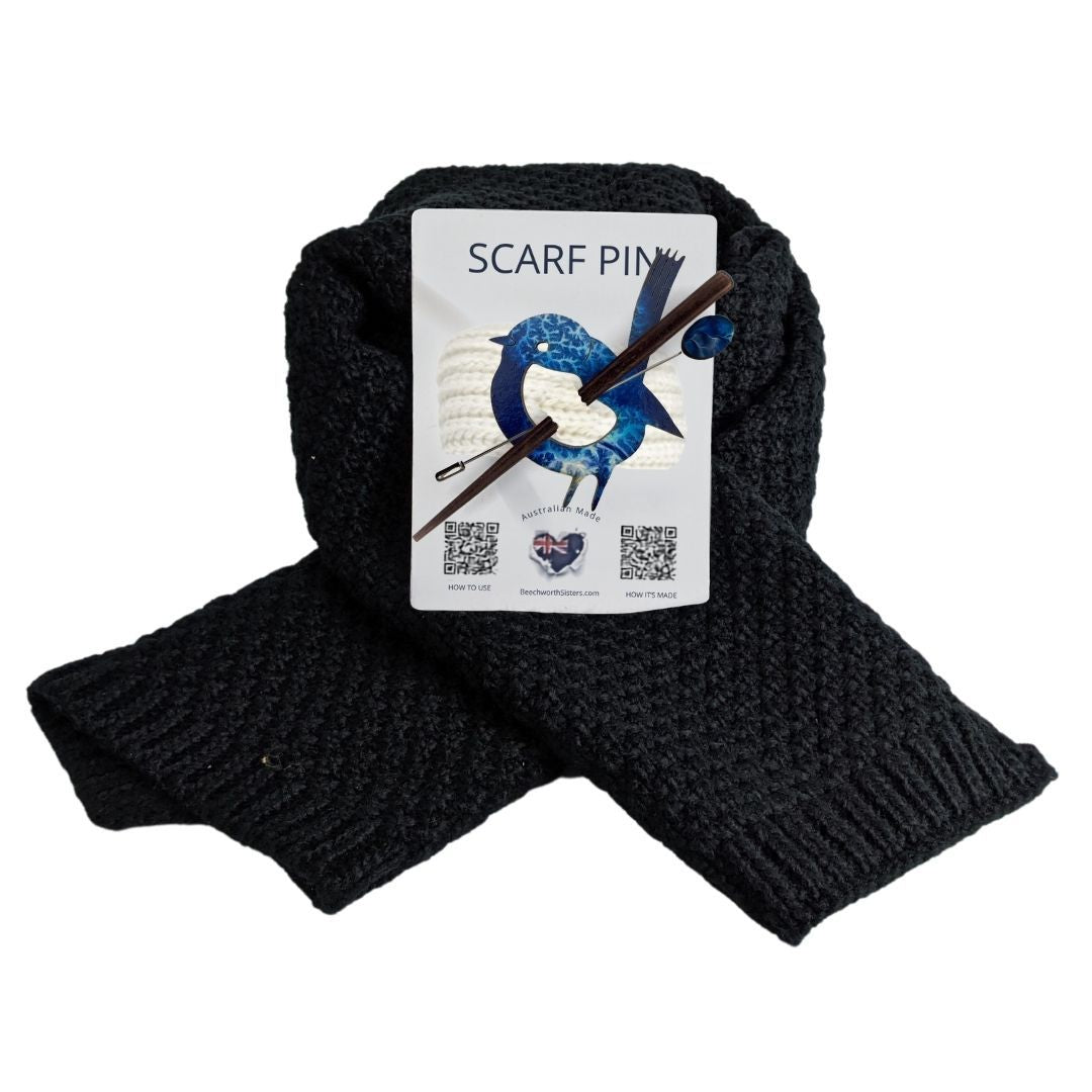 Black Scarf & choose your Scarf Pin