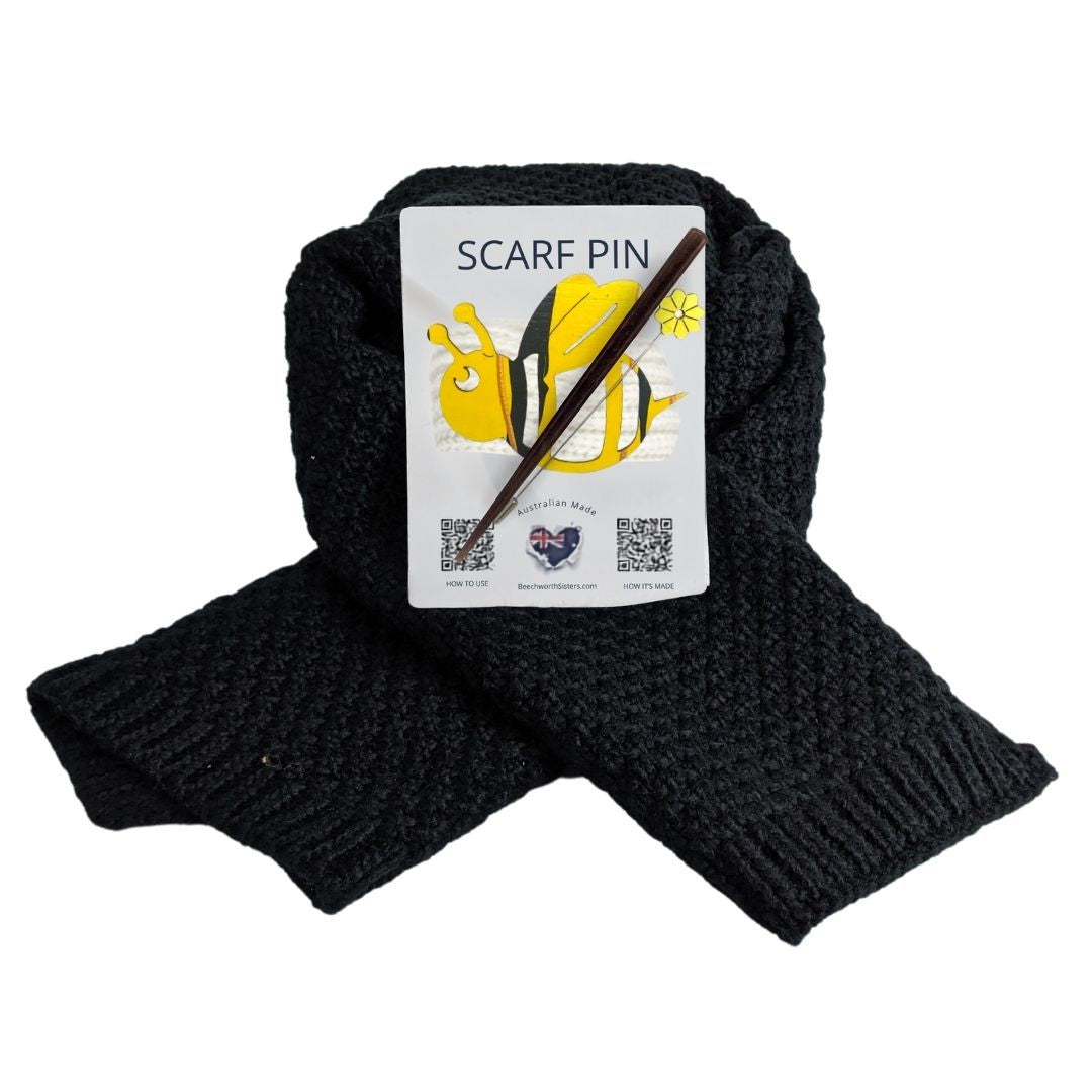 Black Scarf & choose your Scarf Pin