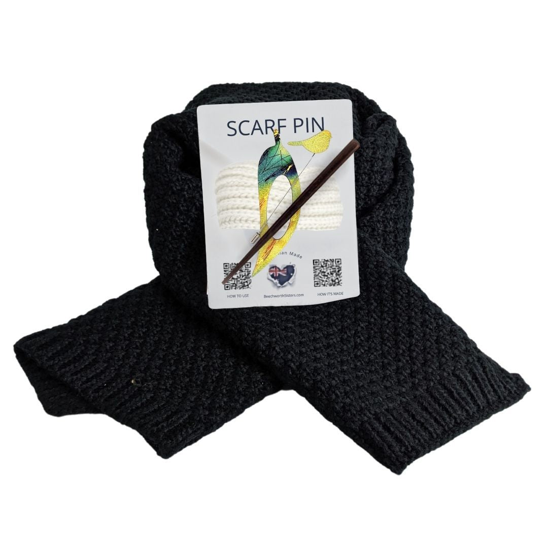 Black Scarf & choose your Scarf Pin