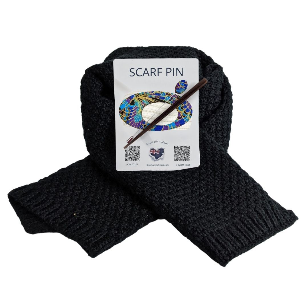 Black Scarf & choose your Scarf Pin
