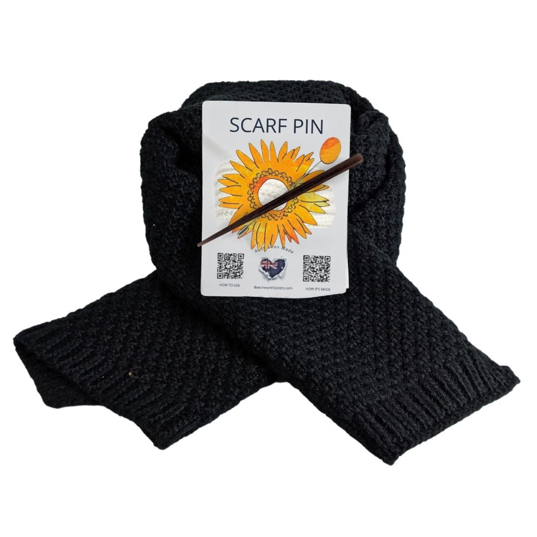 Black Scarf & choose your Scarf Pin