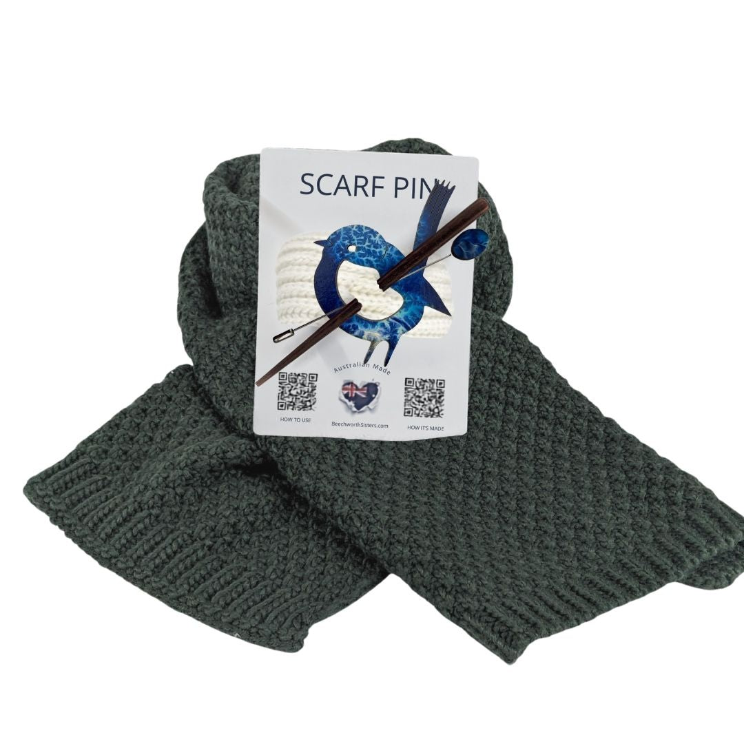 Grey Scarf & choose your Scarf Pin