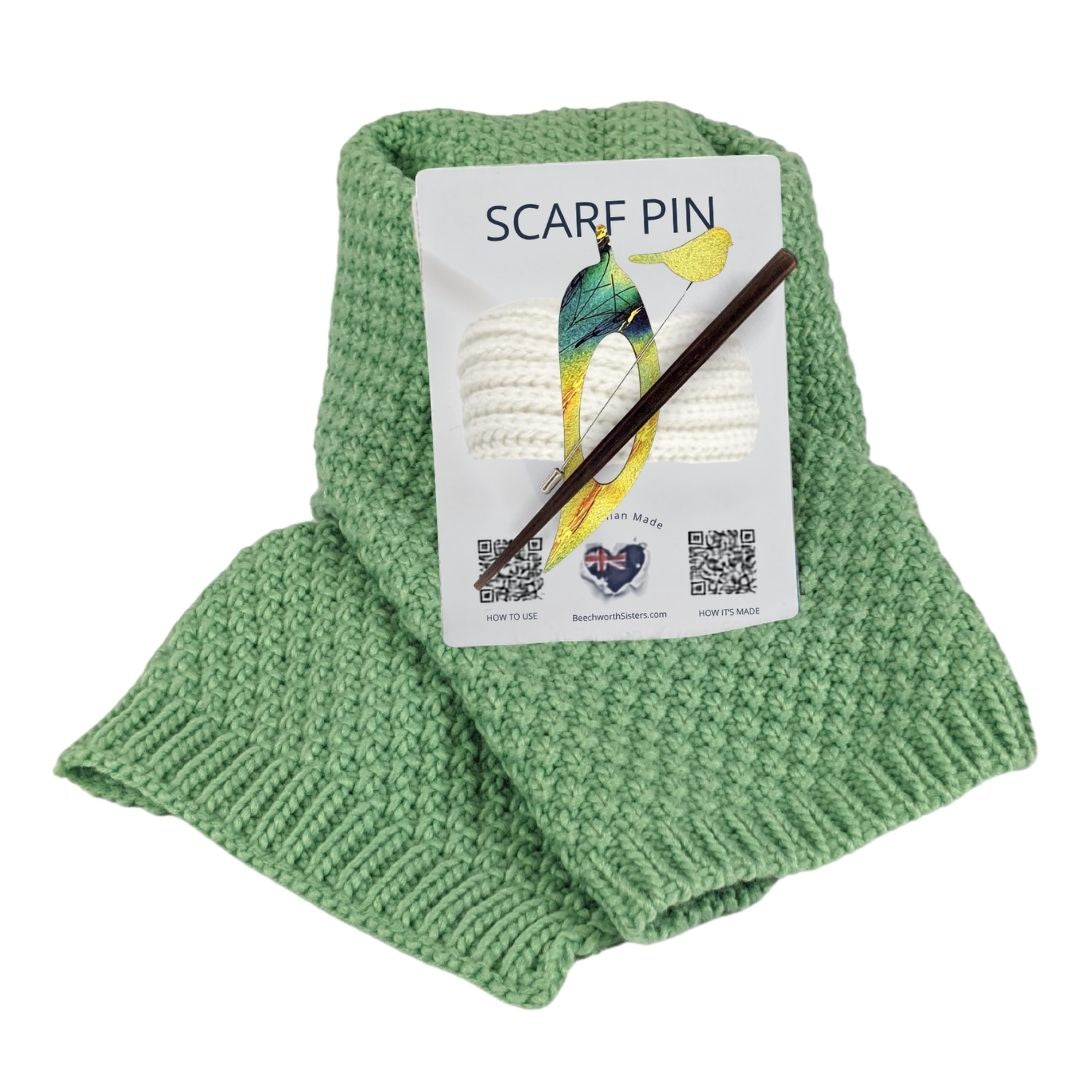 Green Scarf & choose your Scarf Pin