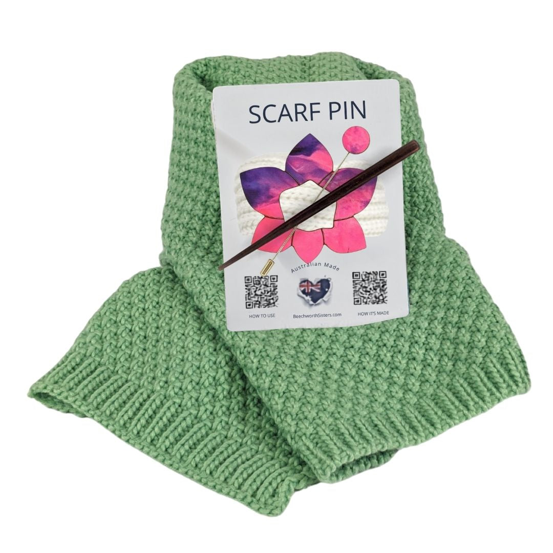 Green Scarf & choose your Scarf Pin