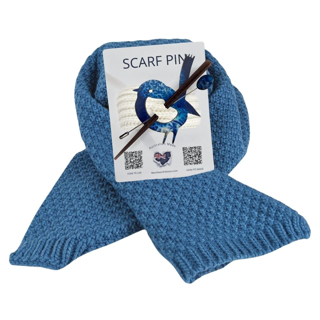 Blue Scarf & choose your Scarf Pin