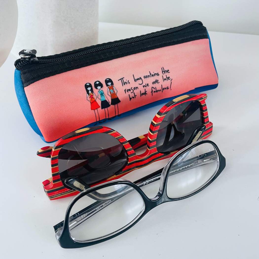 'This bag is the reason we are late, but look fabulous' Sunglasses Case