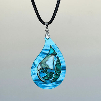 Turquoise 'Rain Wren' Pendant (FREE Brooch)