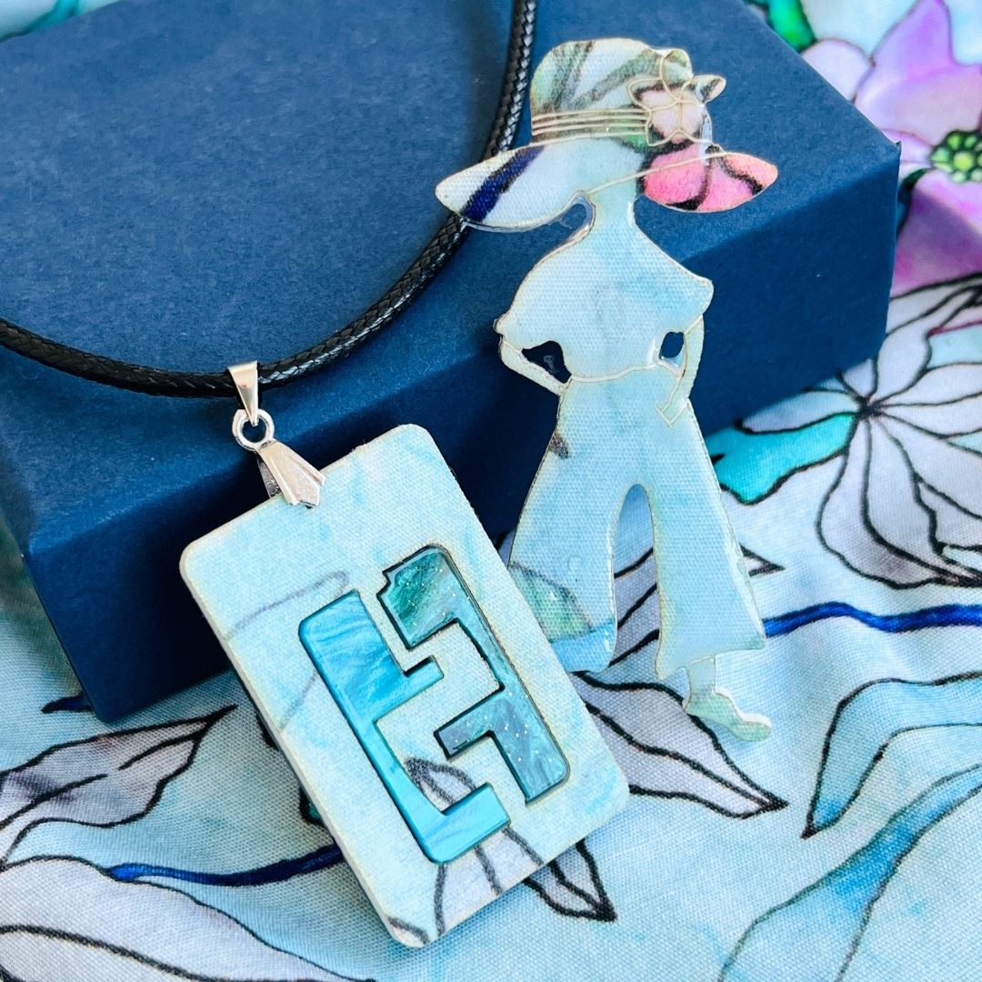 Turquoise 'Iris' Pendant (FREE Brooch)