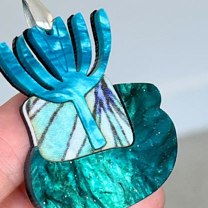 Turquoise 'Cactus' Pendant (FREE Brooch)