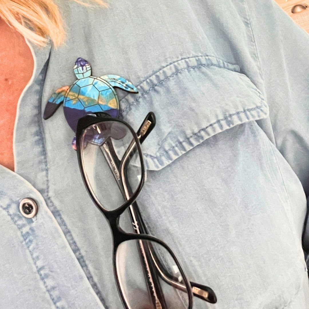 Turtle Glasses Brooch (7 Colors)