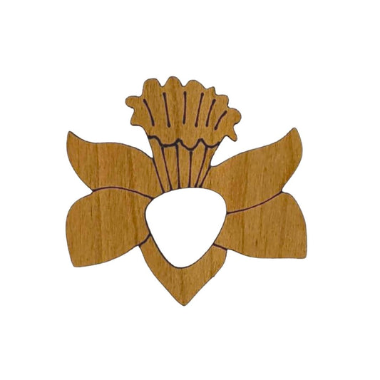 Wooden Daffodil Glasses Brooch