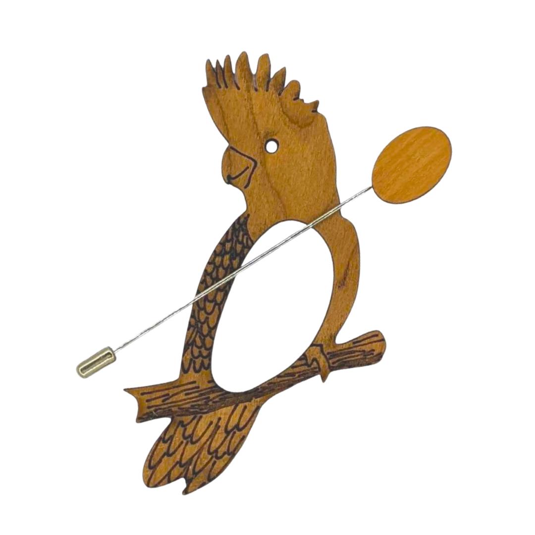 Wooden Galah Scarf Pin