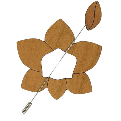Wooden Orchid Scarf Pin